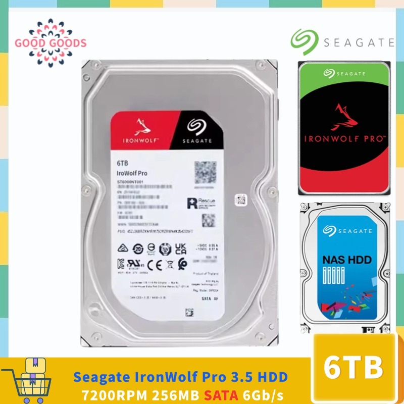Seagate IronWolf Pro 6TB 3.5 HDD ST6000NT001 7200 RPM 256MB แคช SATA 6Gb/s ฮาร์ดไดรฟ์ภายใน NAS Stora