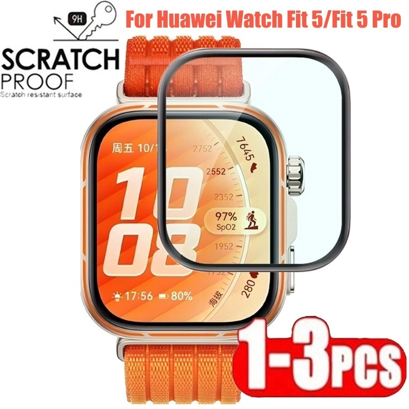 ฟิล์มกระจกนิรภัยสําหรับ Huawei นาฬิกา Fit 5/Fit 5 Pro/Fit 4 โค้ง ไม่มีขอบแก้ว