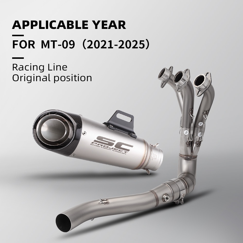 ระบบไอเสียเต็มรูปแบบด้านหน้า Link ท่อ Muffler พร้อมเซ็นเซอร์คู่สําหรับ Yamaha MT09 MT-09 MT09SP 2021