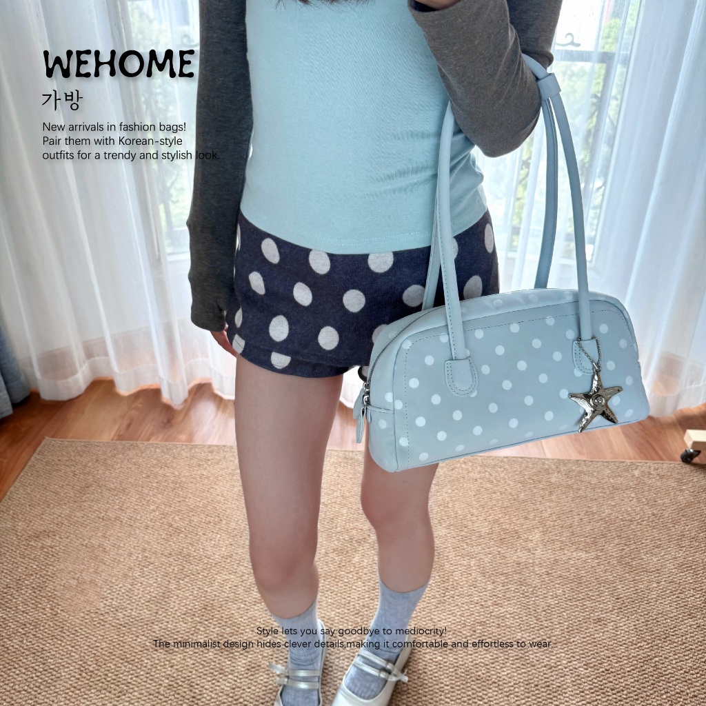 【 ส่งสินค้าพร้อมส่ง】WEHOME Jean bag สไตล์เกาหลี สไตล์คาซิวัล เป้เป้สไตล์สาวๆ สีโดปามีน กระเป๋าสะพายข้างผู้หญิง ราคา ถูกที่สุด ดีลบีเคเค แกลเลอรีภาพที่ 5