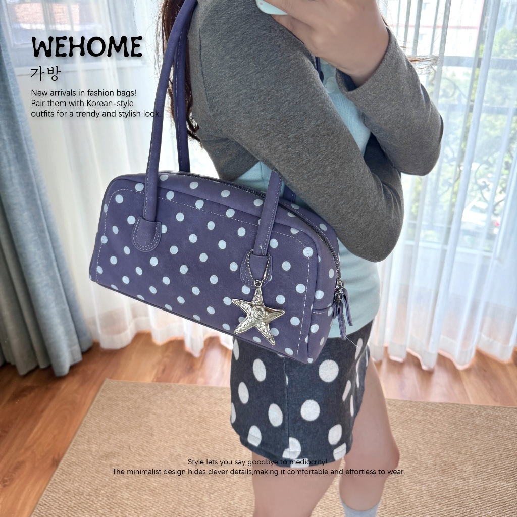 【 ส่งสินค้าพร้อมส่ง】WEHOME Jean bag สไตล์เกาหลี สไตล์คาซิวัล เป้เป้สไตล์สาวๆ สีโดปามีน กระเป๋าสะพายข้างผู้หญิง ราคา ถูกที่สุด ดีลบีเคเค แกลเลอรีภาพที่ 4