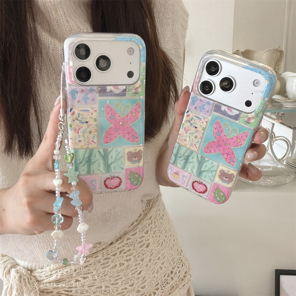 สําหรับ iphone Case 17 Pro Max 16 Pro Max 15 Pro Max เคสโทรศัพท์หมีผีเสื้อ