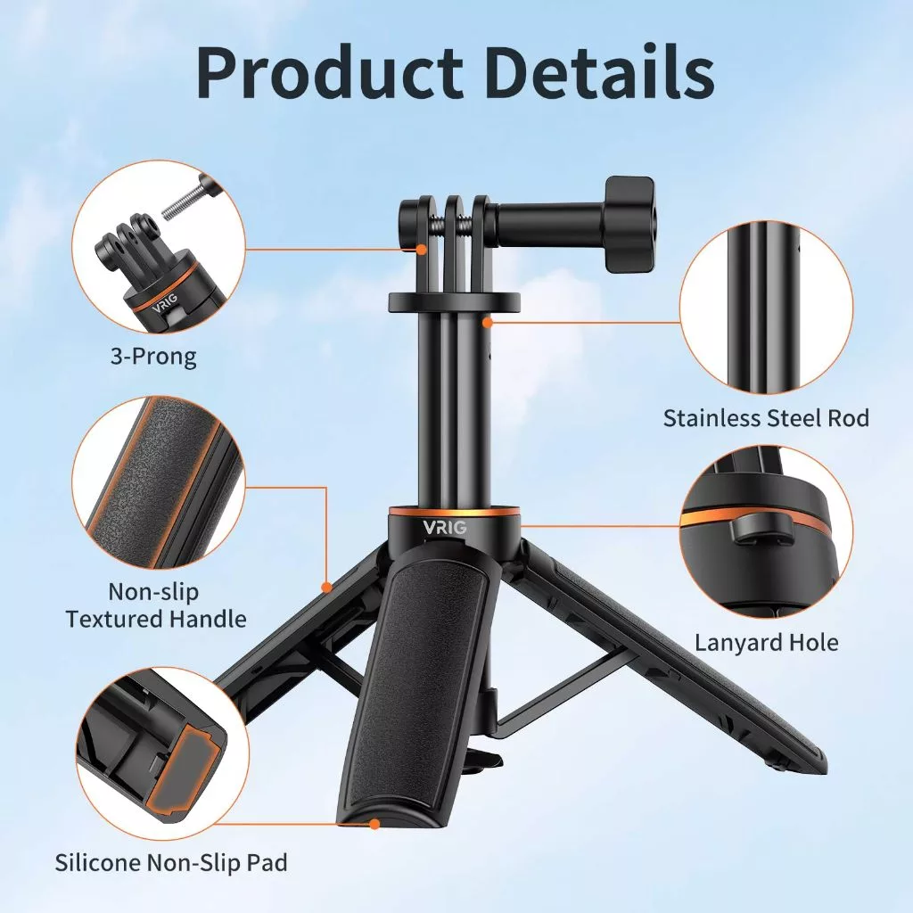 ขาตั้งกล้องแอคชั่นแคมมินิ เปิดอัตโนมัติ ยืดได้ สำหรับ DJI Osmo Action 6/5 Pro/4/3, GoPro HERO13/12/11/10, Insta360 Ace Pro 2/X5, AKASO thumbnail 4