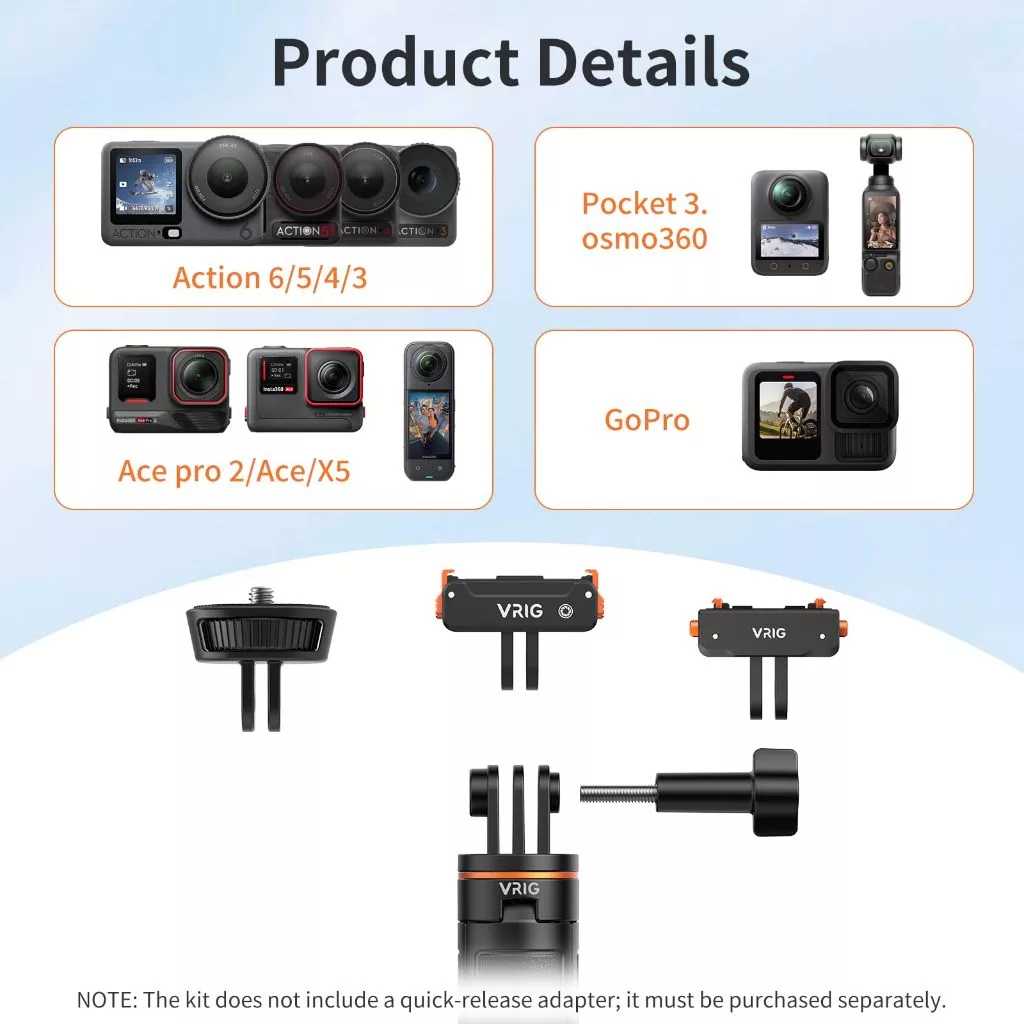 ขาตั้งกล้องแอคชั่นแคมมินิ เปิดอัตโนมัติ ยืดได้ สำหรับ DJI Osmo Action 6/5 Pro/4/3, GoPro HERO13/12/11/10, Insta360 Ace Pro 2/X5, AKASO thumbnail 6