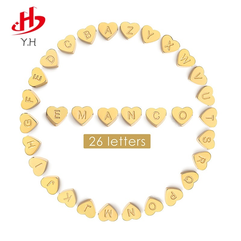 ⭐Y.H⭐ รูปหัวใจ  ตัวอักษรภาษาอังกฤษ 26 ตัว  A-Z  สแตนเลส จี้