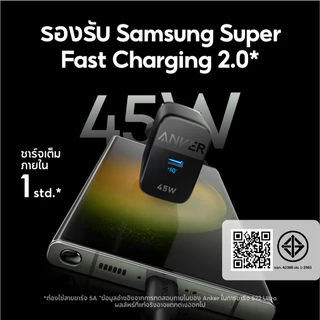 ANKER Charger 20W USB C Plug, iPhone Dual Port 1 USB-C และ 1 USB-A Fast Wall Charger, ใช้งานร่วมกับ iPhone 16/16 Pro Max/15 Series/iPad Pro และอื่นๆ