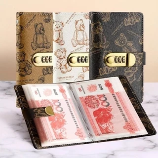 รหัสผ่านล็อคหมีเงินประหยัดกระเป๋าสตางค์หนังสือประหยัดเงินถุงเก็บสดเงิน-