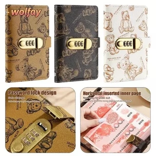 รหัสผ่านล็อคหมีเงินประหยัดกระเป๋าสตางค์หนังสือประหยัดเงินถุงเก็บสดเงิน-