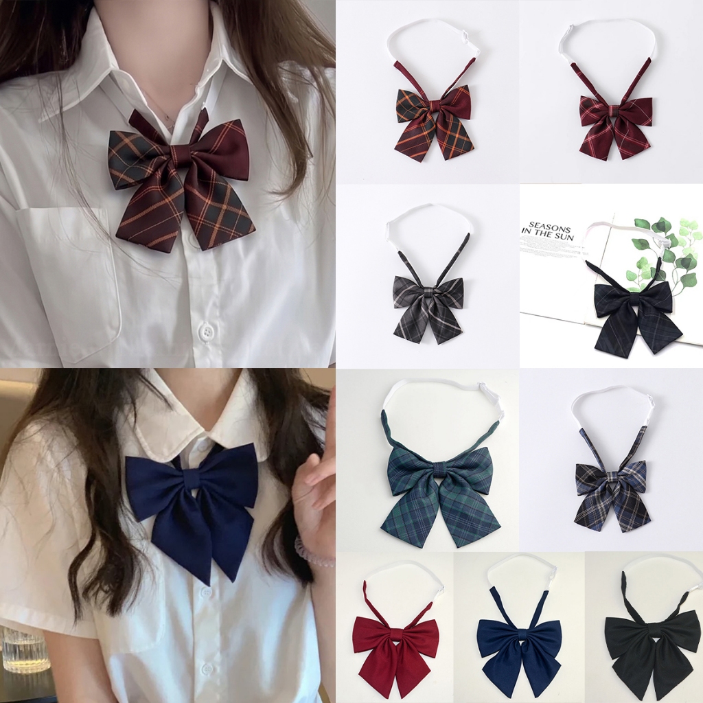 (สินค้าพร้อมส่ง)โบว์ไทสำเร็จรูป ใส่ง่าย ไม่ต้องผูกเอง! พร้อมสายปรับระดับได้ JK เครื่องประดับของเสื้อเชิ้ต หูกระต่ายแฟชั่นมีหลายแบบ ลายสก๊อตน่ารัก