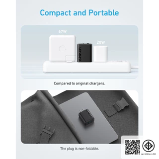 ANKER Charger 20W USB C Plug, iPhone Dual Port 1 USB-C และ 1 USB-A Fast Wall Charger, ใช้งานร่วมกับ iPhone 16/16 Pro Max/15 Series/iPad Pro และอื่นๆ