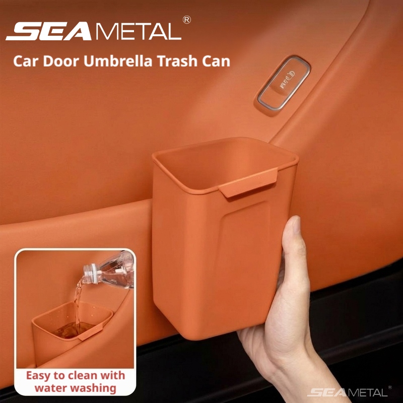 SEAMETAL ถังขยะติดประตูรถ ที่วางร่ม 2-in-1 ซิลิโคนเหลว ตัดแต่งได้ กันน้ำเก็บความสกปรก