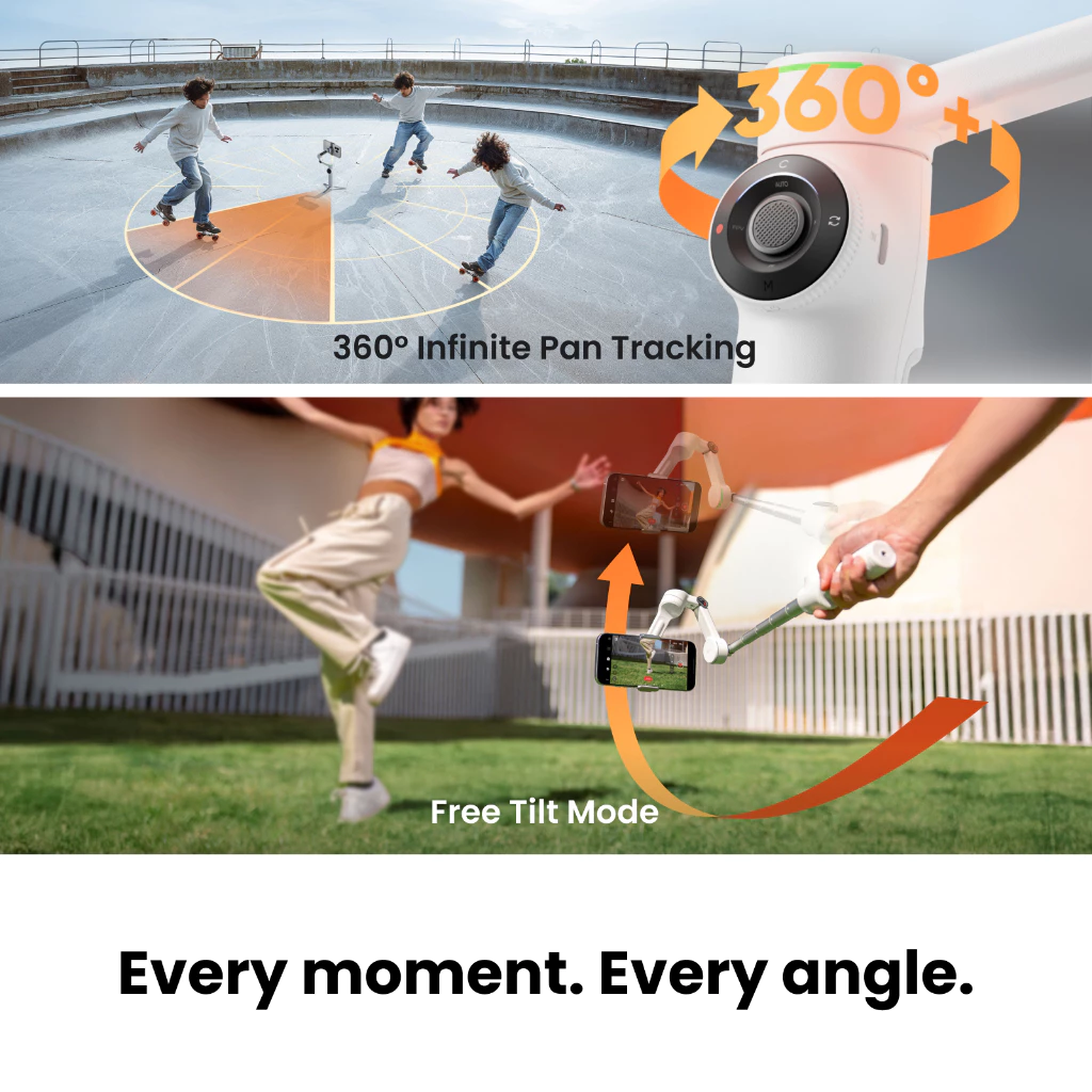 Insta360 Flow 2 Pro - ไม้กันสั่น AI พับได้สำหรับโทรศัพท์ ติดตามด้วย Apple Dockkit ได้กว่า 200 แอป มีการติดตามกลุ่มคน แพน 360º ขาตั้งกล้อง/ไม้เซลฟี่ในตัว ตัวกันสั่นแบบพกพาสำหรับ iPhone/Android thumbnail 5