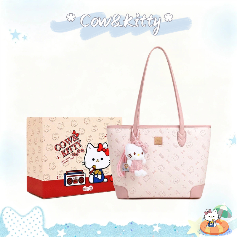 กระเป๋าโทท Cow&Kitty Multifunctional Pink Tote Bag กระเป๋าสะพายสุภาพสตรีความจุขนาดใหญ่ Cute Style Pink Handbag กระเป๋าสะพายไหล่ยอดฮิต ใส่แท็บเล็ตได้ จุของได้เยอะ