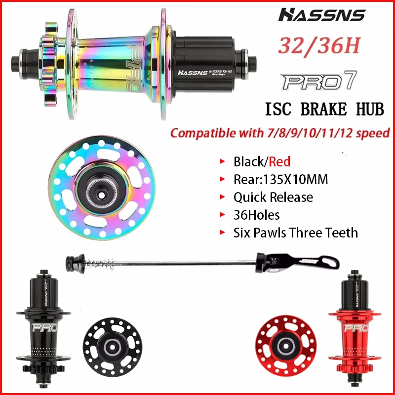 HASSNS Pro 7 36h แบริ่งฮับด้านหลัง 36 หลุม Freehub MTB จักรยาน Four Palin 32H ด้านหลัง Hub สําหรับ 7-12 ความเร็ว Noisy Cube จักรยาน 6 Pawl Hubs