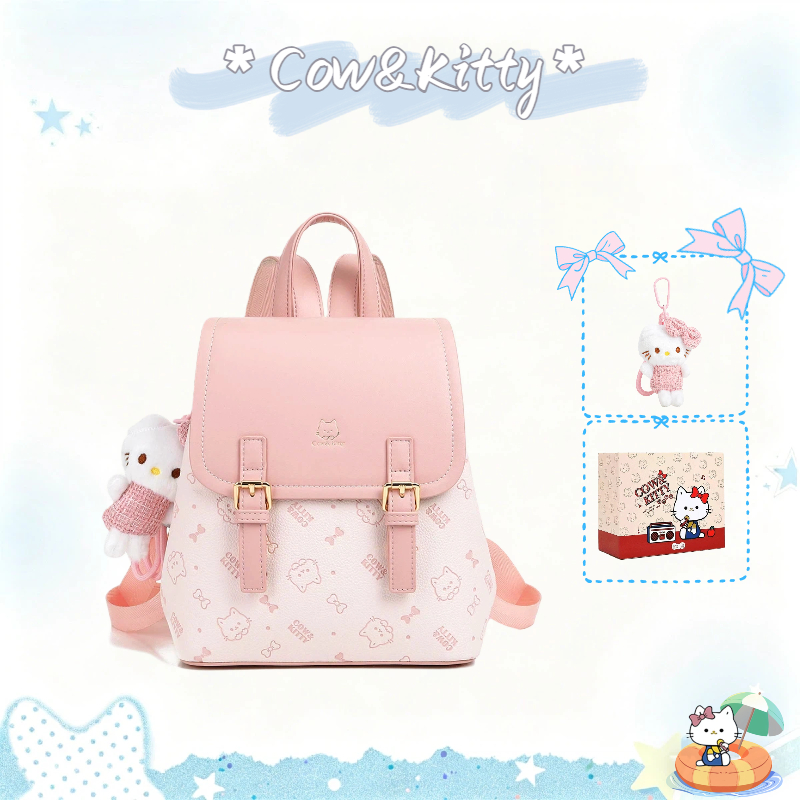 กระเป๋าเป้สะพายหลังสีฟ้า Cow&Kitty พิมพ์ลายเกาหลี ความจุมากสำหรับสาวๆ
