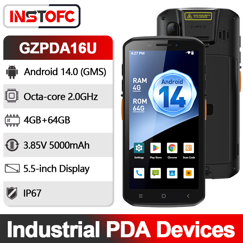 มือถือ PDA Terminal Android 14 พร้อม 1D 2D QR Barcode Scanner Reader ข้อมูลสะสม Mobile Warehouse dev