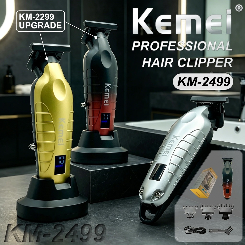 Kemei Professional Barber Zero Gapped Hair Trimmer ไร้สายไฟฟ้าผู้ชายผม Clipper Edger Liner Finish ตัดผมเครื่อง