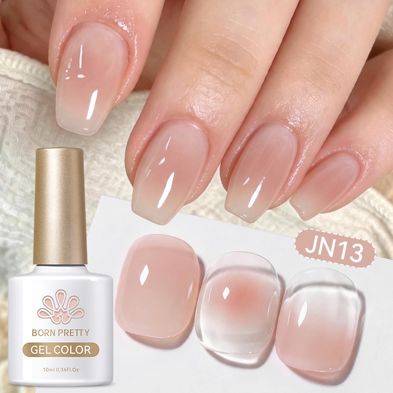 BORN PRETTY Ice Pink Nude Blush Gel ยาทาเล็บ Jelly โปร่งใสยาวนาน Soak Off Milky White Nail Salon กึ่งถาวรเคลือบเงา