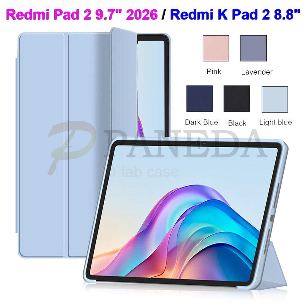 สําหรับ Xiaomi Redmi Pad 2 9.7" 2026 Redmi Pad 2 SE 9.7" Redmi K Pad 2 8.8" แท็บเล็ตป้องกันกรณีพลิกขาตั้งหนัง PU น้ําหนักเบาปลอกซิลิโคนอ่อนนุ่ม