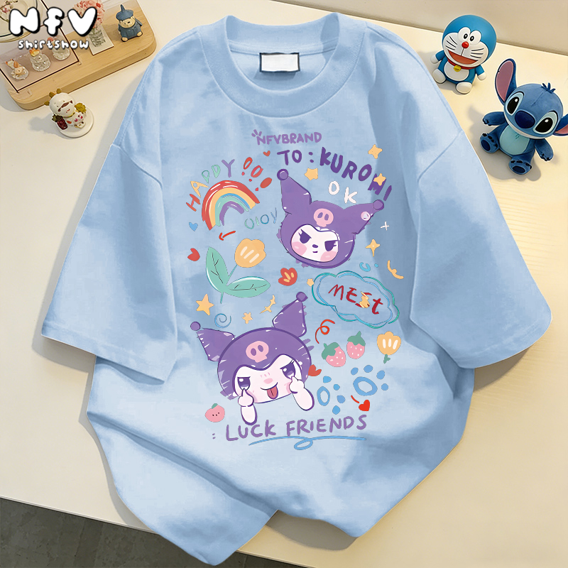 NFV ใหม่ล่าสุด💙ลายคุโรมิ เสื้อยืดแนวเกาหลี ใส่สบายไม่รัดตัว ผ้าฝ้ายแท้ เนื้อผ้านุ่ม สไตล์ลำลอง YG190