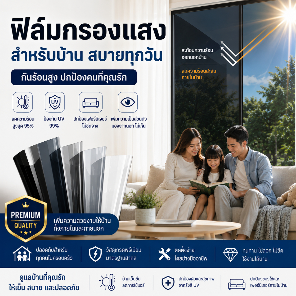 [ราคาส่วนลด ถูกที่สุด] ฟิล์มติดกระจกบ้าน กันความร้อน ชนิดสุญญากาศ ฟิล์มกรองแสงUV ฟิล์มสำหรับเพิ่มความเป็นส่วนตัว