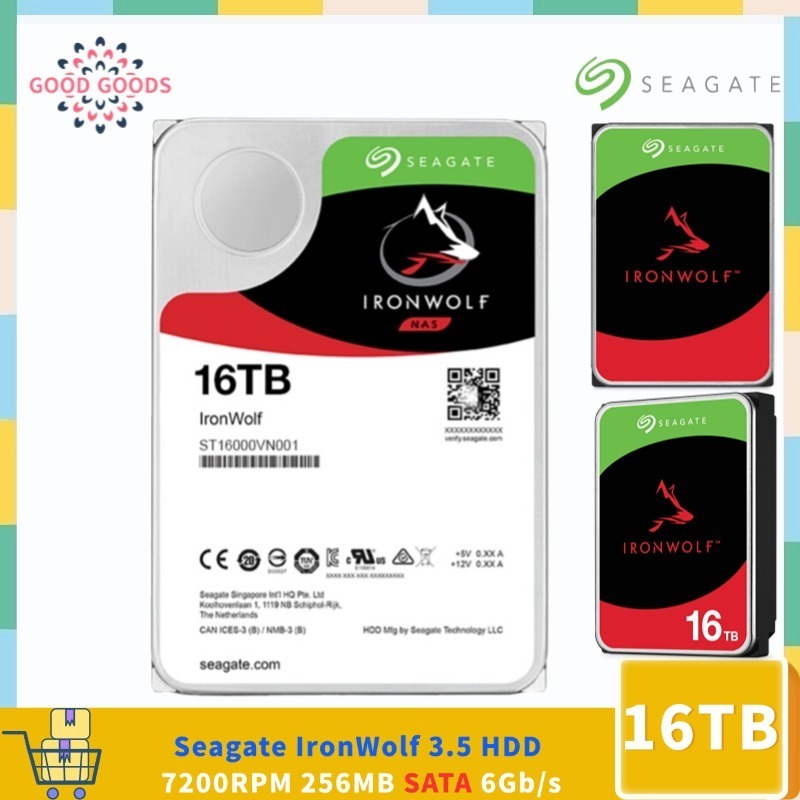 Seagate IronWolf 16TB 3.5 HDD ST16000VN001 7200 RPM 256MB แคช SATA 6Gb/s ฮาร์ดไดรฟ์ภายใน NAS Storage