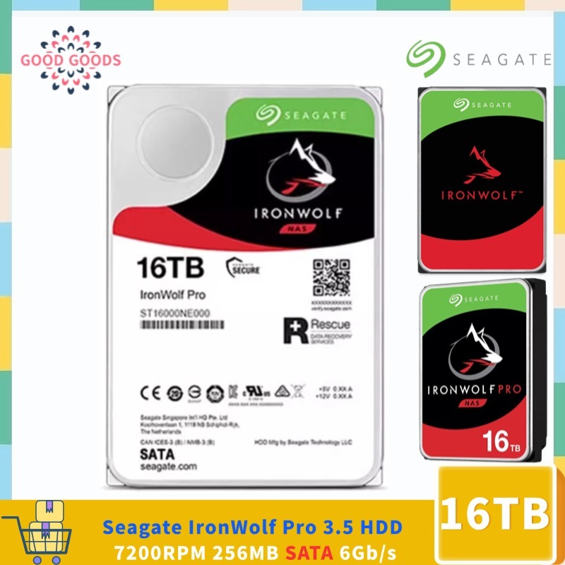 Seagate IronWolf Pro 16TB 3.5 HDD ST16000NE000 7200 RPM 256MB แคช SATA 6Gb/s ฮาร์ดไดรฟ์ภายใน NAS Sto