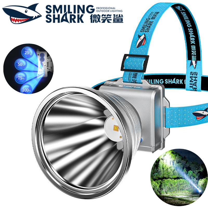 SMILING SAHRK Super Bright ไฟหน้า M77 8000LM LED High Lumen ไฟหน้า 4 โหมด USB ชาร์จกลางแจ้งกันน้ํา Camping เดินป่าตกปลา TD8011