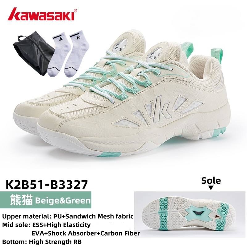 KAWASAKI คาวาซากิ ลูกชิ้น รองเท้ารองเท้าแบดมินตันแพนด้า ข3327&ก3307 ผู้หญิงและผู้ชายการฝึกอบรมมืออาชีพกันลื่นทนทานดูดซับแรงกระแทกรองเท้ากีฬาย้อนย – โปรปัง