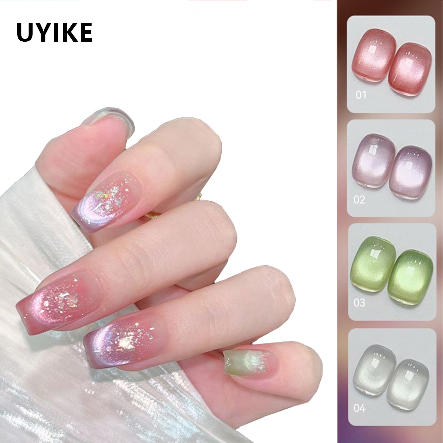 UYIKE 2025 ใหม่ Dopamine Cat Eye Nail Polish Gel ไวท์เทนนิ่งยอดนิยมคริสตัล Cat Eye Nail Art พิเศษ