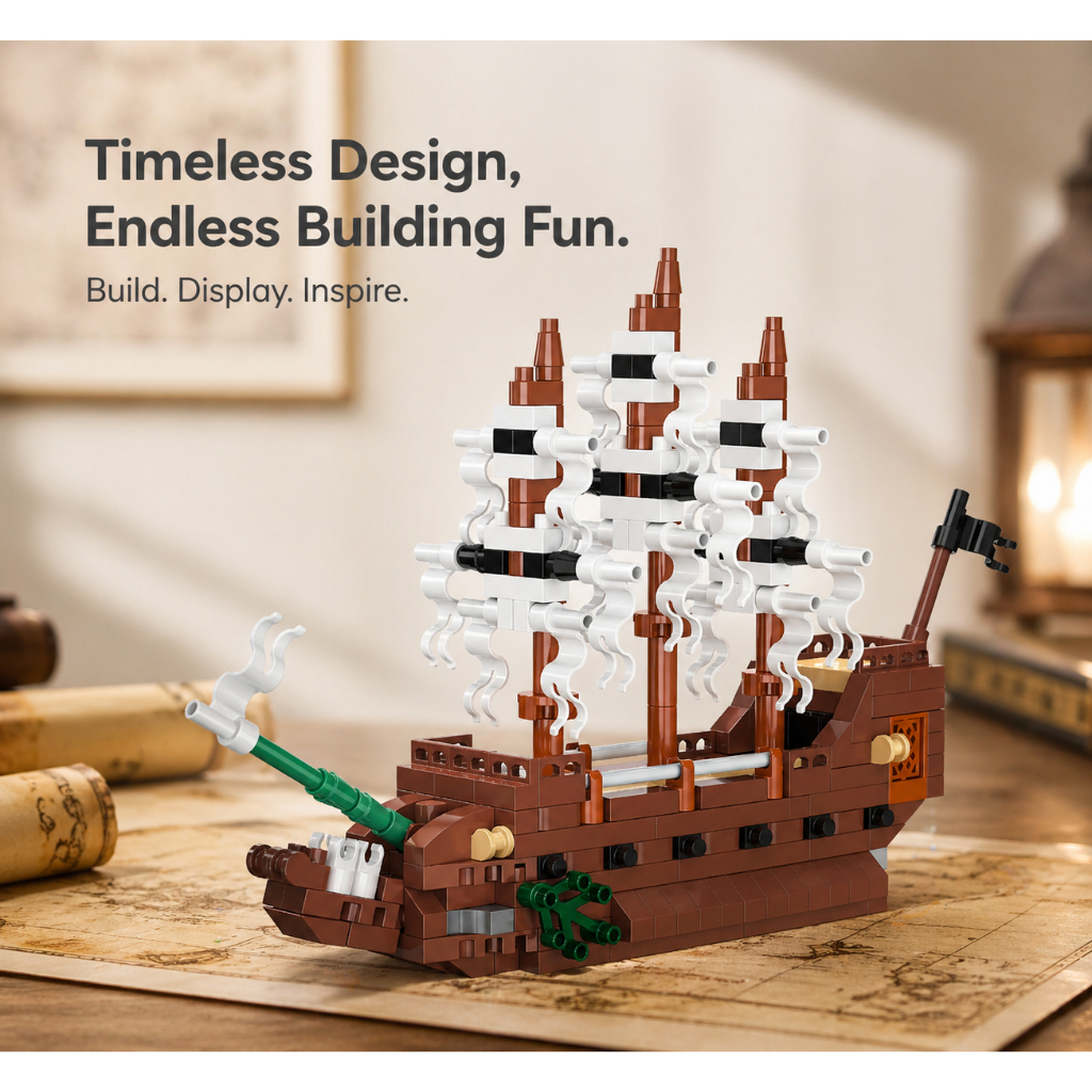 KOCO 02056 Flying Dutchman เรือ 320 ชิ้น 17x3x9 ซม.อาคารบล็อกเรือโจรสลัดของเล่น