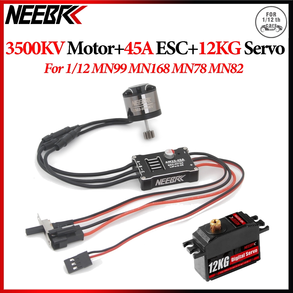 NEEBRC 2322 3500KV มอเตอร์ไร้แปรง AM32 45A โลหะ ESC SM3.0 ปลั๊ก 12KG เกียร์โลหะ Servo สําหรับ 1/12 R