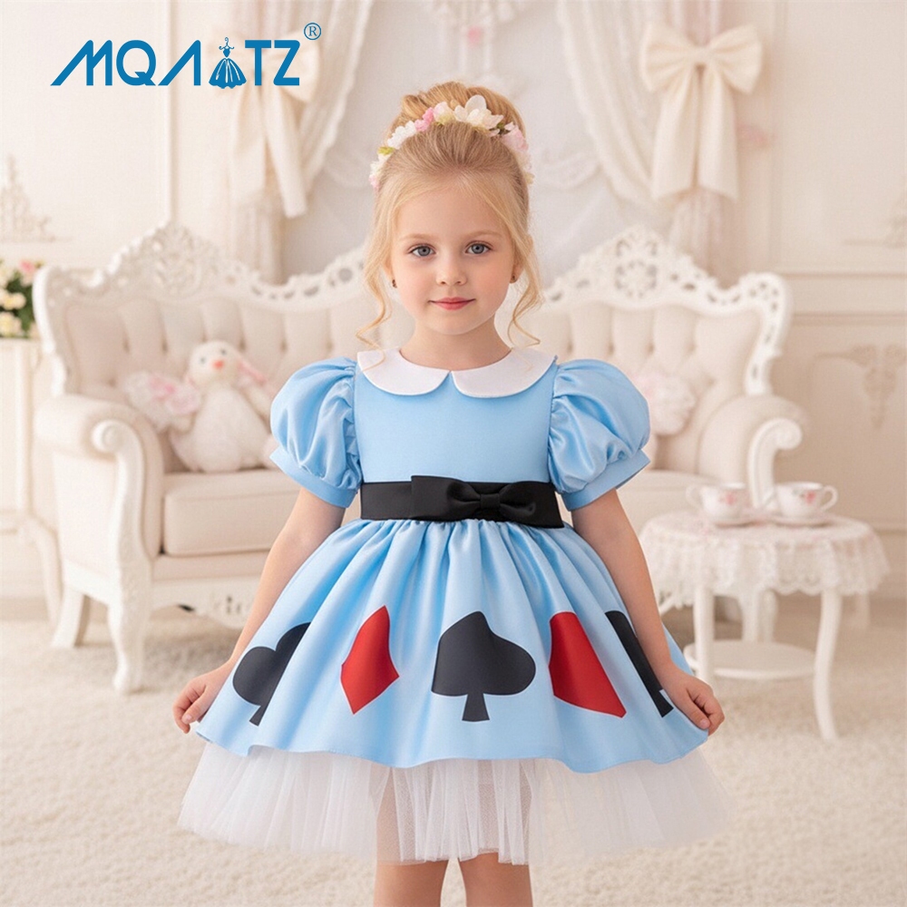 MQATZ Alice คอสเพลย์ชุดวันเกิดสําหรับเสื้อผ้าเด็กทารกหัวใจรูปแบบชุดเจ้าหญิง Baptismal Party เครื่องแ