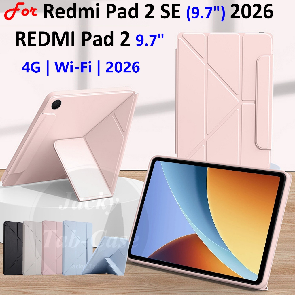 สําหรับ REDMI Pad 2 9.7 "2026 แฟชั่นแม่เหล็ก Clasp Y-พับกรณีกันกระแทกหนัง PU สําหรับ Xiaomi Reami Pad2 SE 9.7 นิ้ว 4G WiFi
