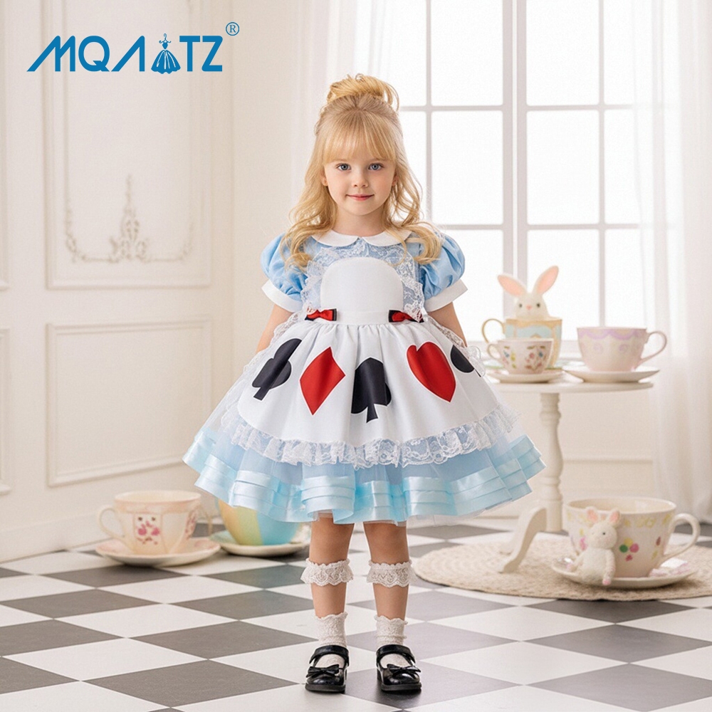 MQATZ Alice Lolita คอสเพลย์วันเกิดชุดสําหรับเสื้อผ้าเด็กทารกหัวใจชุดเจ้าหญิงตุ๊กตา Baptism Party Gow