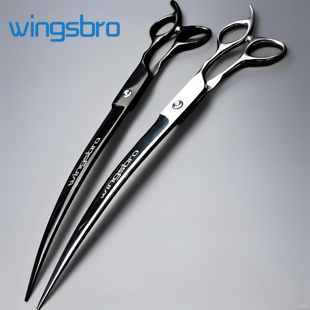 Wingbro 9/8/7 นิ้ว Professional Pet Grooming กรรไกรโค้ง, สัตว์ผมตัดแต่งสําหรับสุนัขกรูมมิ่งกรรไกรโค้ง