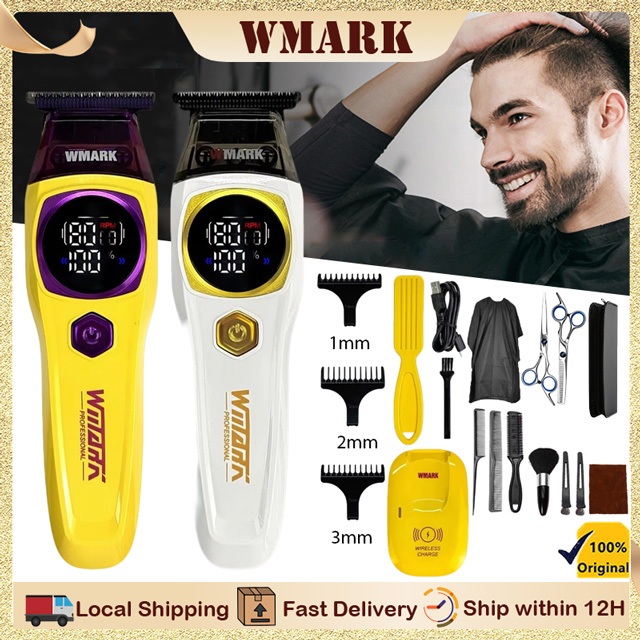 WMARK NG-8204 ปัตตาเลี่ยนไร้สาย แบตตาเล็มผม Professional Hair Trimmer DLC Blade ชาร์จ USB LED Barber