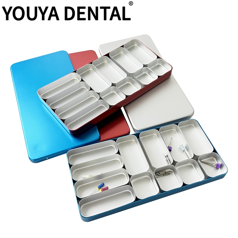 ทันตกรรม Endo ไฟล์เก็บฆ่าเชื้อกรณีอลูมิเนียมกล่อง Divider ทันตกรรม Burs กล่องฆ่าเชื้อ 12/16 ช่อง