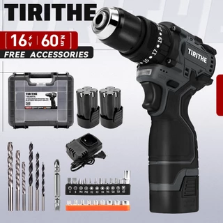 TIRITHE สว่านไร้สายไร้แปรงถ่าน 16V 10 มม. น้ําหนักเบาและทรงพลังสําหรับ DIY และมืออาชีพ