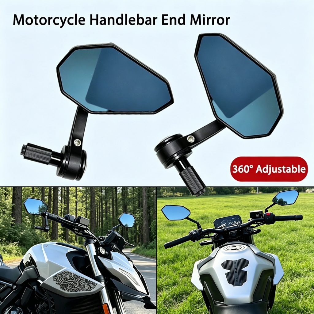 รถจักรยานยนต์ปลายแฮนด์กระจกมองหลังกระจกมองข้าง360° ปรับได้สําหรับ Yamaha MT-07 MT-09 BMW Honda CB650R Ducati Kawasaki