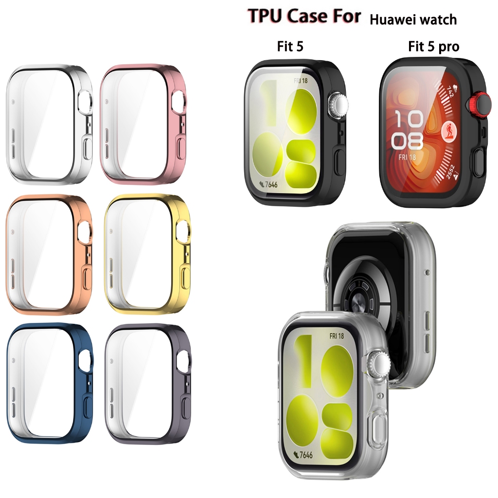 เคส TPU สําหรับ Huawei Watch Fit5 Fit 5 Pro Soft Plated Shiny Slim Full Cover