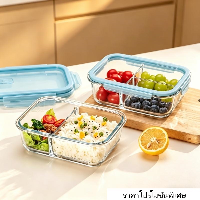 ABPY 1/2/3 กล่องข้าวแก้ว ป้องกันการรั่วซึม เข้าไมโครเวฟได้ ปราศจาก BPA สำหรับนักเรียนนำข้าวกลางวันไปทำงาน ABPY