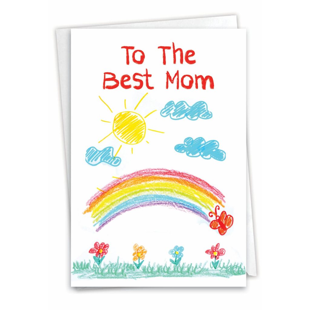 [Coisíní] To The Best Mom Funny Rainbow Card Birthday Mother Greeting Card Mother with Envelope 1 Ca