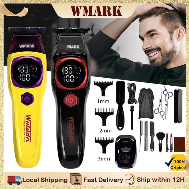 WMARK NG-8204 Hair Trimmer ปัตตาเลี่ยนตัดผม T-Blade Zero Gap DLC Blade 8000RPM ไร้สาย พร้อมแท่นชาร์จ LED Barber Clipper