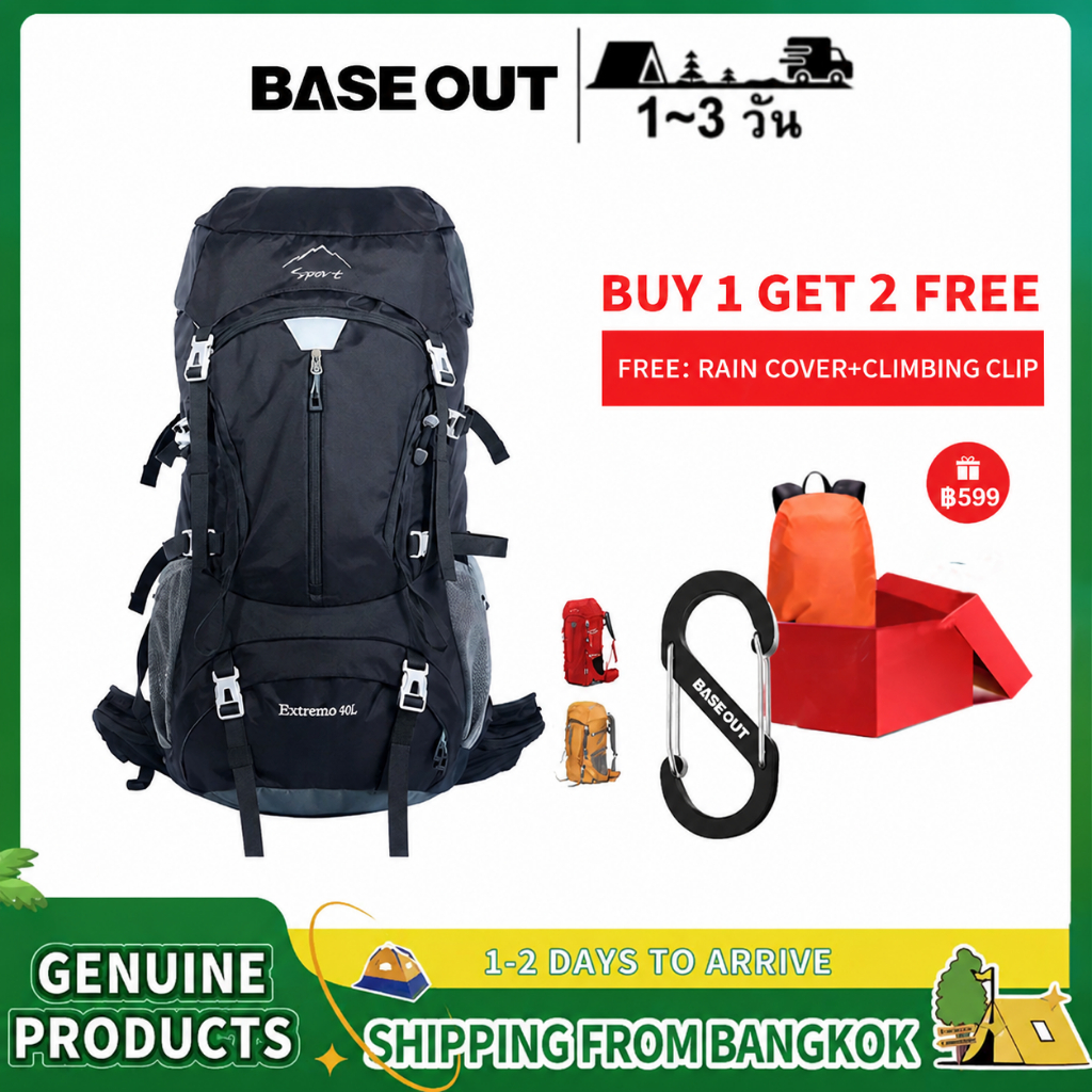 BASE OUT 50L กลางแจ้งความจุขนาดใหญ่เดินป่าคู่กระเป๋าเป้สะพายหลังกันน้ำ