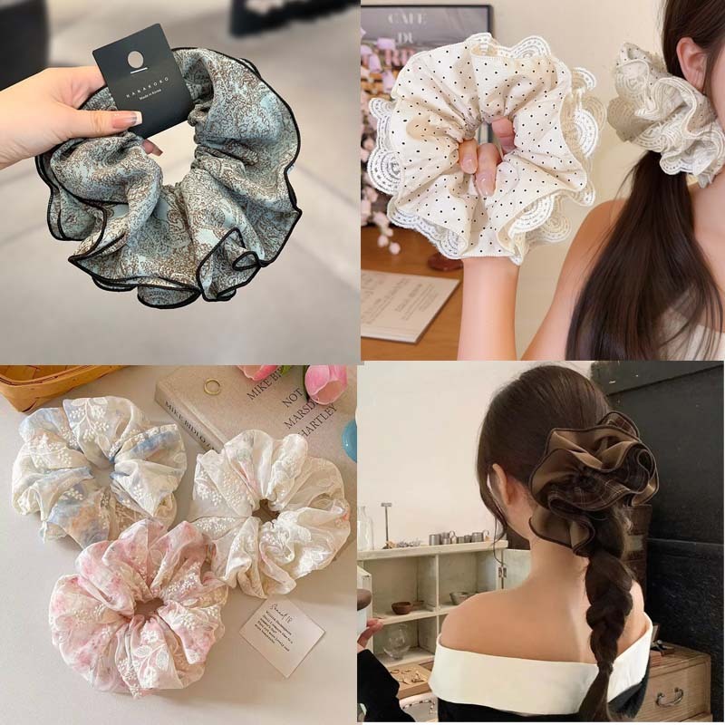 Retro Multi-Layer ดอกไม้ผม Tie High-End Ball ผม Tie ทนทานต่ําหางม้ายาง Band