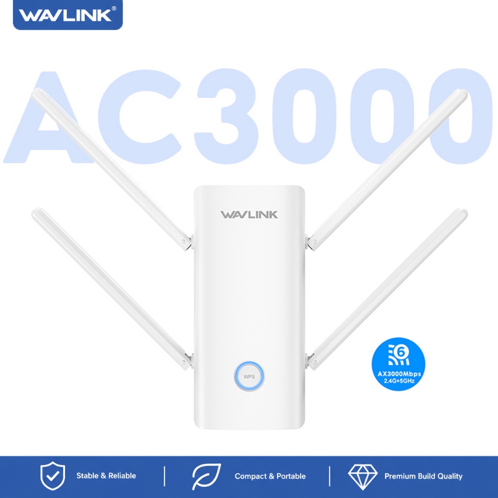 WAVLINK AX3000 WiFi Amplifier Dual Band Wi-Fi 6 Repeater พร้อมเสาอากาศ 4x5dBi