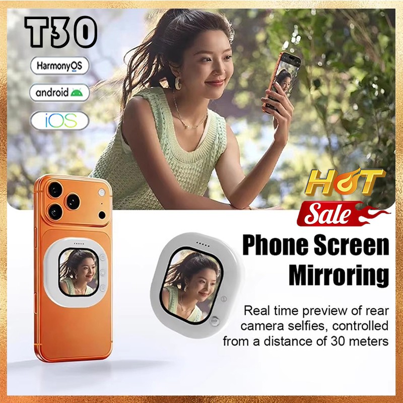 T30 Selfie โทรศัพท์แม่เหล็ก VLOG Selfie Monitor โทรศัพท์มือถือหน้าจอ Organizer กลางแจ้งบลูทูธแบบเรีย