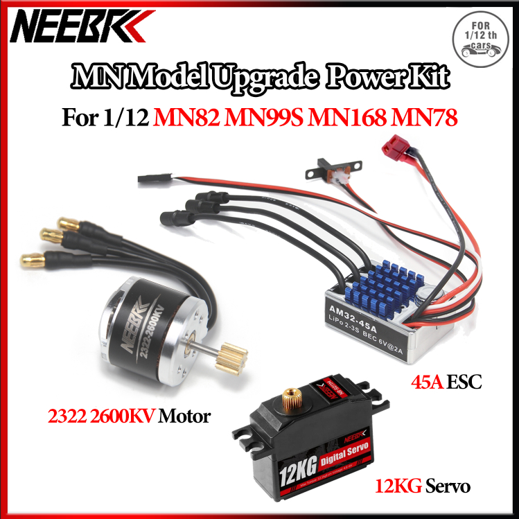 NEEBRC 2322 2600KV มอเตอร์ไร้แปรง AM32 45A ESC T ปลั๊ก 12KG เกียร์โลหะ Servo สําหรับ 1/12 RC Off Roa