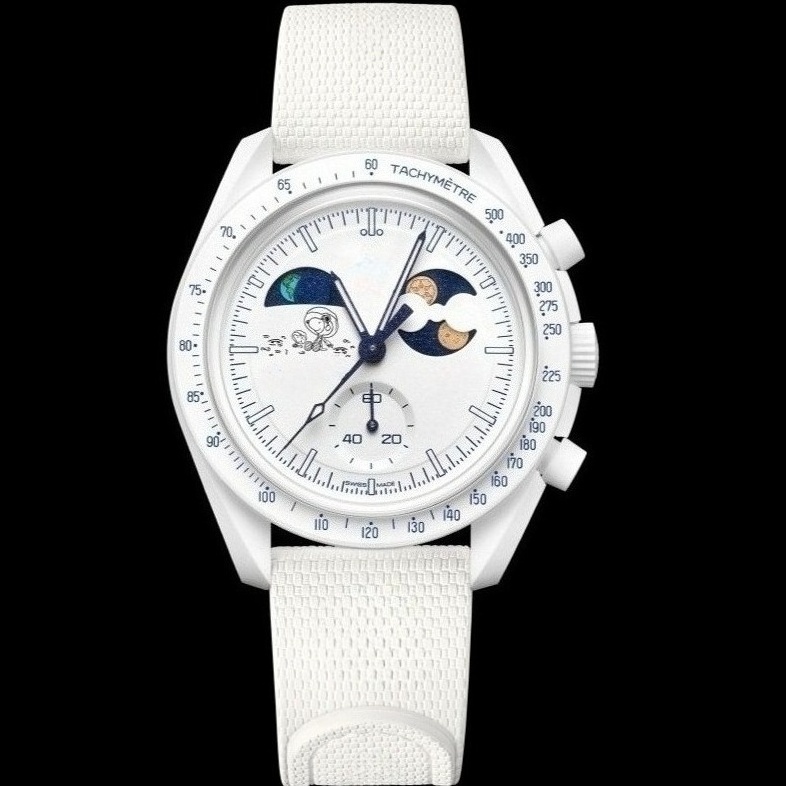Moon Watch ประกอบด้วยกล่องนาฬิกาข้อมือ ขนาดเล็ก แบตเตอรี่ทํางาน แฟชั่นสปอร์ต หรูหรา สําหรับผู้ชาย
